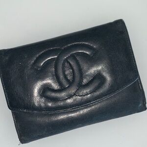 Chanel Black Lambskin Leather Wallet